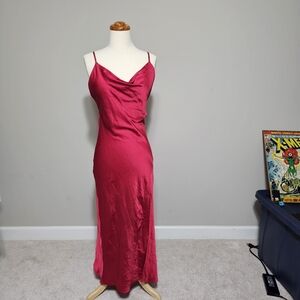 Paper Heart Red Satin Cowl Neck Maxi Dress Sz S Y2K